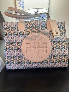 Tory Burch Ella Printed Small Nylon Tote – Swan Pattern (Brand New With Tags)